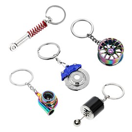 YTFRL 5 piezas de llaveros modelo de piezas de coche, llavero de turbo de metal anti-pérdida para decoración, llavero de piezas de coche elegante para mujeres y hombres