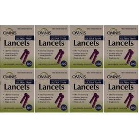 Omnis Ultra Thin Universal Fit Sterile Lancets 30 Gauge 100 Lancets per Box PACK of 8 Total 800 Lancets
