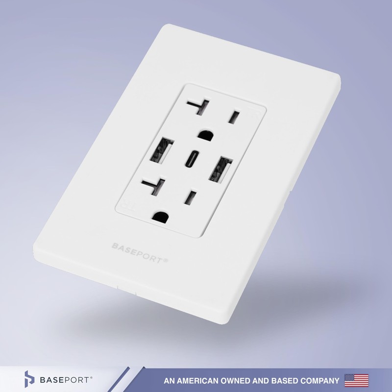BASEPORT Premium Wall Outlet with USB Ports - Duplex 125V
