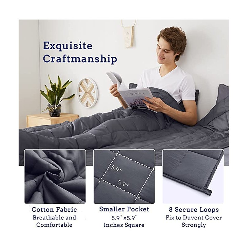 ZonLi Weighted Blanket (60"x80", 20lbs, Dark Grey) Queen Size Weighted