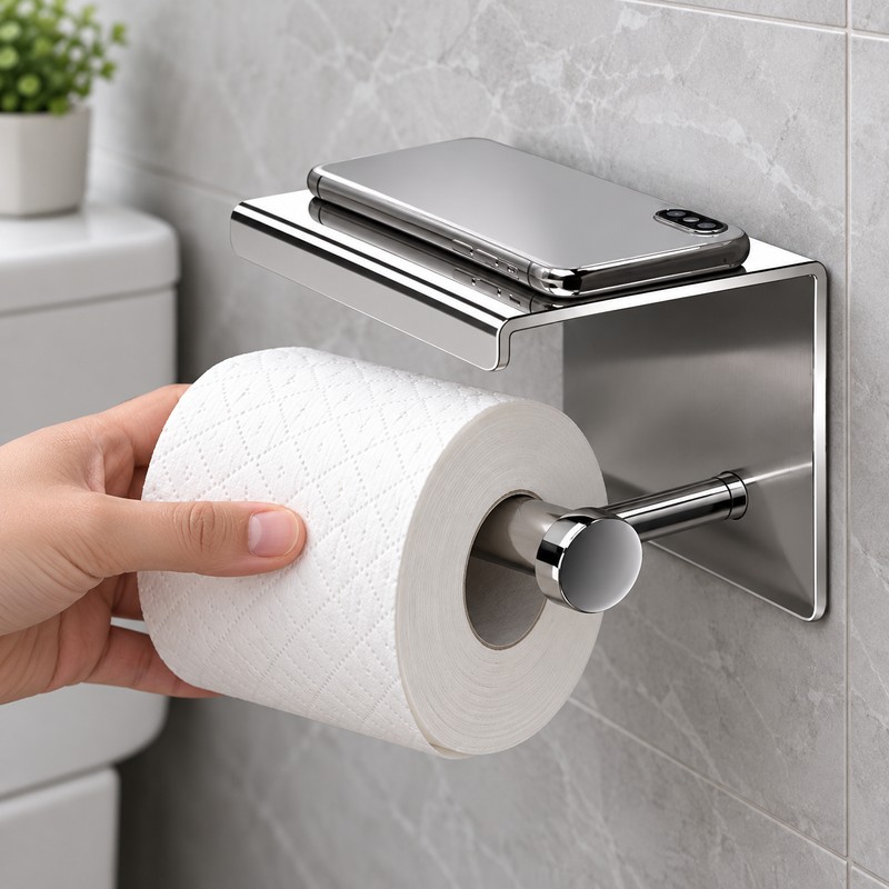 Stainless Steel No-Drill Paper Towel Holder – Wall-Mounted Kitchen Roll