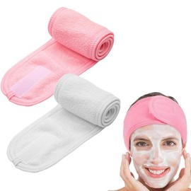 Hairband Cosmetic Headband, Cosmetic Hair Band with Velcro Fastening, Spa Cosmetic Headband, Terry Towelling Hair Protection Band for Showers, Make Up and Cosmetics