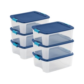 Sterilite 6-Pack Latch and Carry, Clear Plastic Storage Bins with Latching Lids and Full-Grip Handles, 12 Gallon
