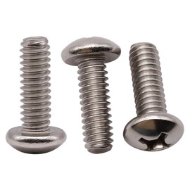 #6-32 x 5/8" inch (100 pcs) Phillips Pan Head Machine Screw Bolt, 304 Stainless Steel 18-8 Rounded Head Screws, UNC Full Thread, Bright Finish