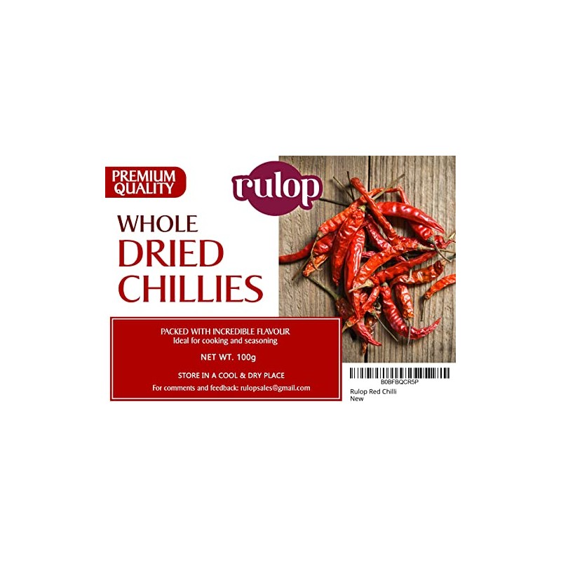 Rulop Whole Dried Red Chilli 100g, Premium Quality, Resealable Pouch