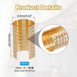 PATIKIL 14x8.5mm Leather Rope Clip, 120Pcs Metal Cylindrical Crimp Tubes Foldable End Cap Opening Crimps Fastener for Jewelry Making Tassel Leather Cords DIY Craft, 4 Color