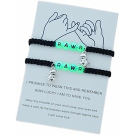 Bracelet for Women 2pcs Glow in The Dark Bead Decor Dinosaur Charm Bracelet