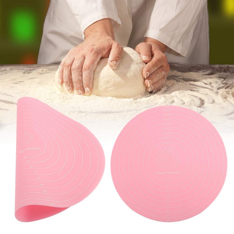 Baking Mat Round Silicone Pastry Mat, Nonslip Sheet Mat with