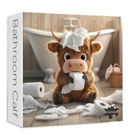 Highland Cow Puzzles for Adults 1000 Pieces,Cute Cow Jigsaw Puzzle, Funny Bathroom Calf Puzzles, Challenging Animal Theme as Wall Decor