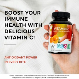 LIVS Vitamin C 250mg Gummies for Kids & Adults | antioxidants & Immune Support Supplement | Hair, Skin and Nails Vitamins for Women & Men | Vegen & Free from GMO & Gluten - 250mg VIT C/Dose - 120 ct