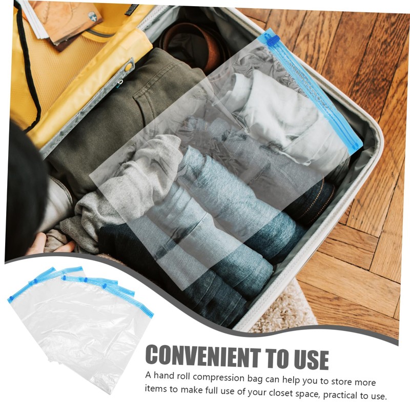 Ciieeo 5pcs Hand Rolled Vacuum Compression Bags for Travel Clothes