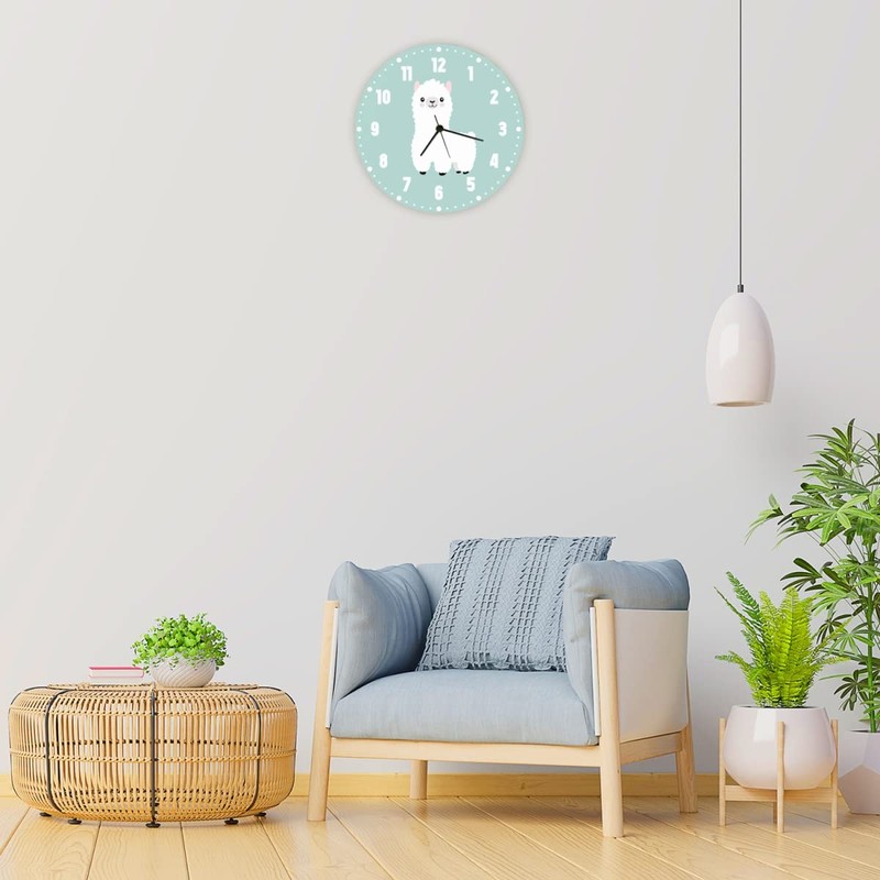 GRAVURZEILE Children's Llama Wall Clock - Silent Children's Wall Clock