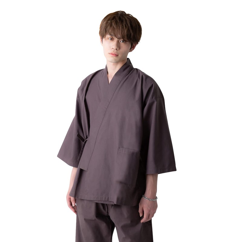 Kyoto Kimonomachi Men's Samue, Work Clothes, Black, Brown, Blue, Red,