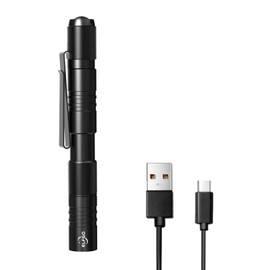 ELFGO Rechargeable Pen Light Flashlight, Zoomable LED Penlight Flashlight 3 Modes, 350 Lumens Pocket Size Clip Flash Light Small Mini Handheld Slim Pen Light for Nurse, Inspection, Repair, Emergency