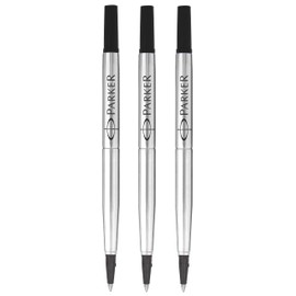 Parker Rollerball Pen Original Quink Ink Refills - 0.7mm Medium Point - Black Ink - Pack of 3