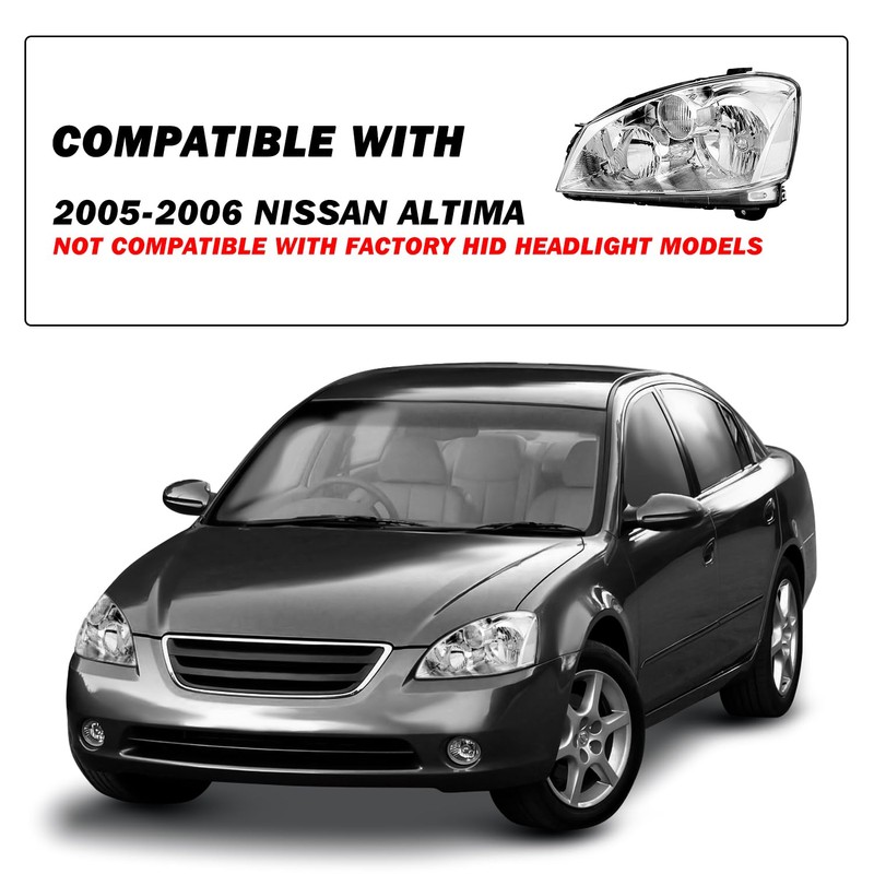SOCKIR Headlight Assembly Pair Compatible with 2005-2006 Altima 4 -