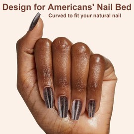 Polychrome&air Press On Nails, 30pcs/15 Sizes Black Glitter Coffin Press On Nails Set, UV Cover Fake Nails with Nail Glue & Adhesive Tabs - Reusable False Nails & Accessories for Party/Dating/Event