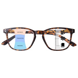 ZESAKER Progressive Reading Glasses for Women Men, Multifocal Computer Readers Blue Light Blocking, Spring Hinges Multifocus Transition Glasses Anti Glare& Eyestrain (Tortoise, 1.5)