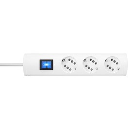 Kopp DUOversal® Plus 3/6-Way Power Strip 1.4 m with Double Slots + Switch + Large Distance + Touch Protection I Multiple Socket Screwable I White - 233802006