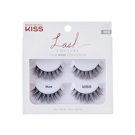 KISS Lash Couture, False Eyelashes, 'Muse', 14 mm, Includes 2 Pairs Of Lashes, Contact Lens Friendly, Easy to Apply, Reusable Strip Lashes, Glue On Lashes | KISS