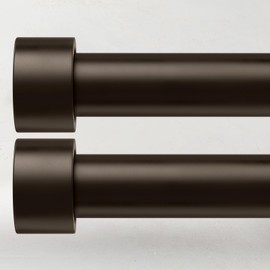 2 Pack Curtain Rods for Windows 48 to 84 Inch(4-7ft), 1 Inch Bronze Adjustable Heavy Duty Long Curtain Rod Set, Modern Style Outdoor Drapery Rods for Patio Bedroom, Size 32"- 90"
