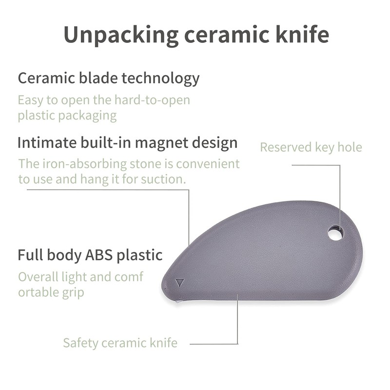 Ceramic Safety Cutter, 3 Pieces Portable Box Opener With Keychain