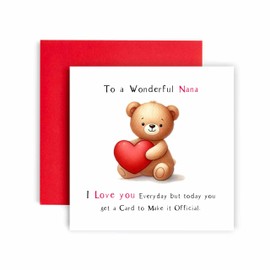 Huxters Cute Birthday Card for Nana Mother's Day Card for Nana Bear Heart I Love you Everyday Card to Prove it Card for Her Women Nana - 14.8cm (Nana)
