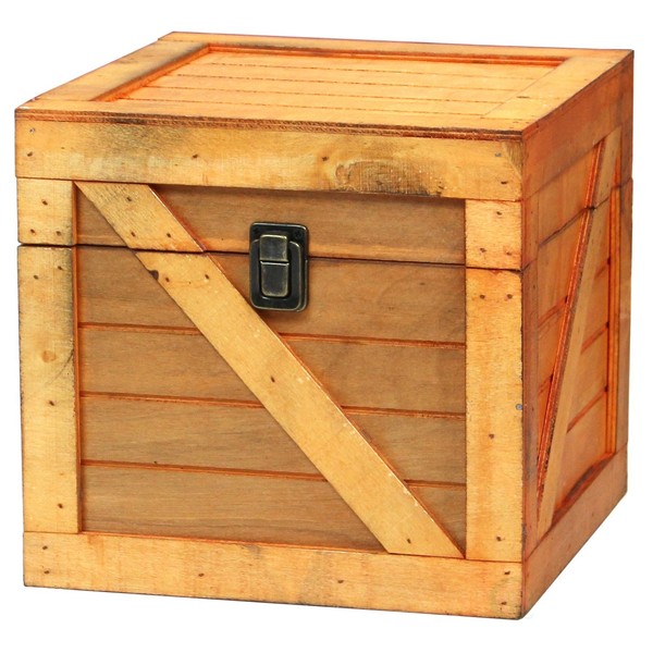 Vintiquewise Wooden Stackable Lidded Crate (Light Brown)