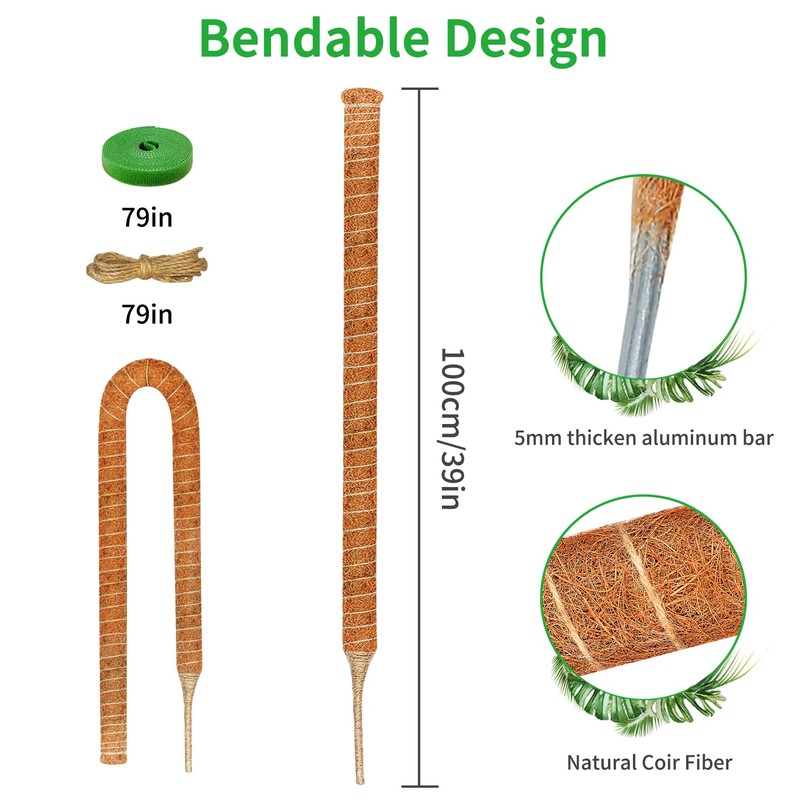 Dimpoo 48 Inch Moss Pole Monstera Plant Support, Coir Moss
