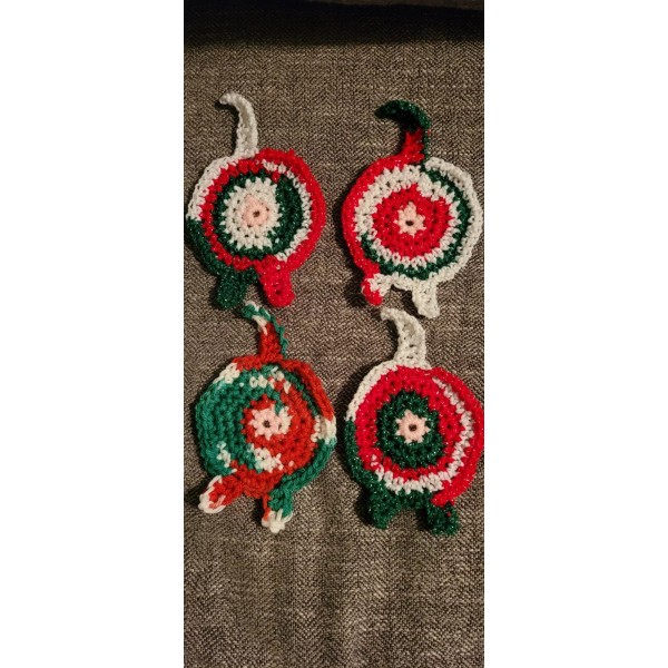 Unbranded New Handcrafted Crochet Fun Christmas Cat Butt Coasters Set