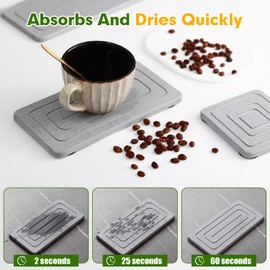 6 Pcs Water Absorbing Stone Tray for Sink, Fast Drying Diatomite Stone Sink Tray 6 Rectangle, Quick Dry Trays for Kitchen Bathroom Counter, Diatomite Drying Mat for Soap, Sponge, Cup, Dish