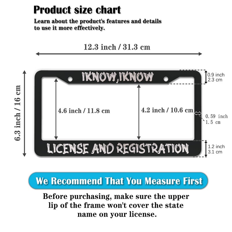 Front License Plate Bracket Black and White License Plate Frames