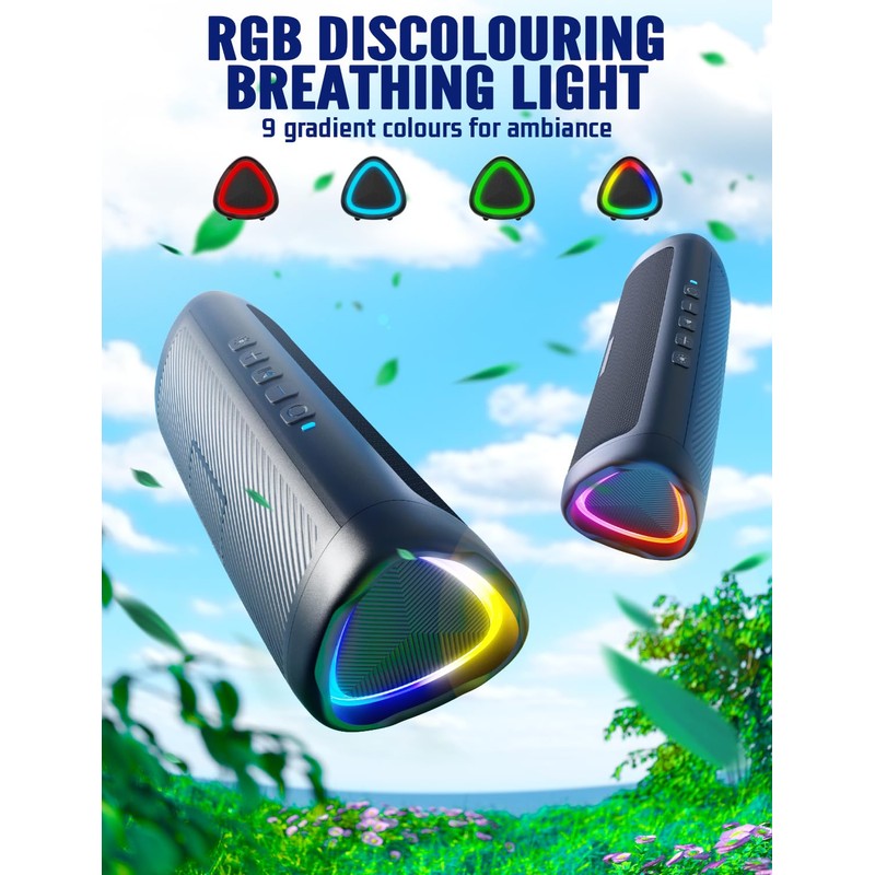 UOHHBOE Blue Tooth Speaker, Portable Speaker Wireless with RGB Lights,