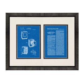 Laundry Drying Machines Patent Art Blueprint Print in a Beveled Black Wood Frame with a Double Mat (20" x 24") M15862