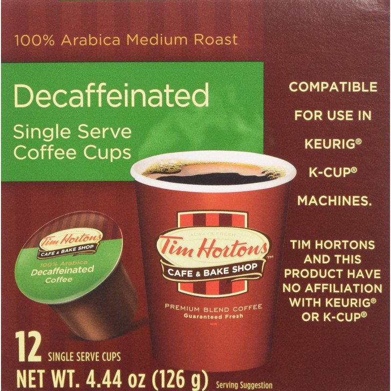 Tim Horton's Single Serve Coffee Cups, Decaffeinated, 72 Count -