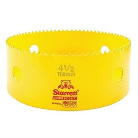 Starrett Bi-Metal Fast Cut Straight Pitch Hole Saw with Abrasion Resistant HSS Teeth - Ideal for Cutting Metal, Steel, and Wood - 4-1/2 Inch Diameter, 1-5/8 Inch Depth - FCH0412-G