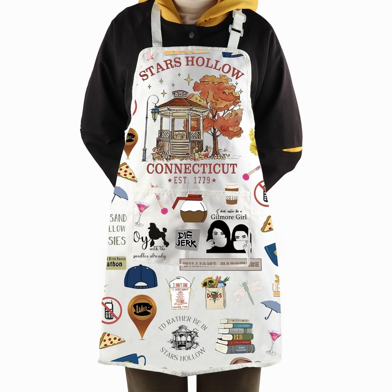 JTOUK Star Hollow Inspired Kitchen Apron Gilmore Fans Gift TV