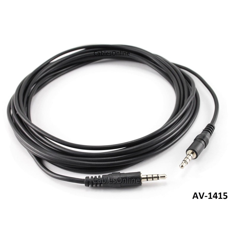 CablesOnline 15ft 3.5mm (1/8in) Stereo 4-Pole TRRS Male to Male
