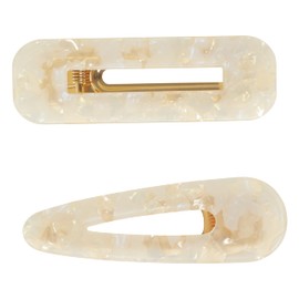 Goody SlideProof Resin Hinge Hair Clip Set, 2 Ct, XL-sized Printed Cream Clips for Styling, Quick & Easy Creaseless Styling, Accessories for Women & Men, For Medium to Thick Hair