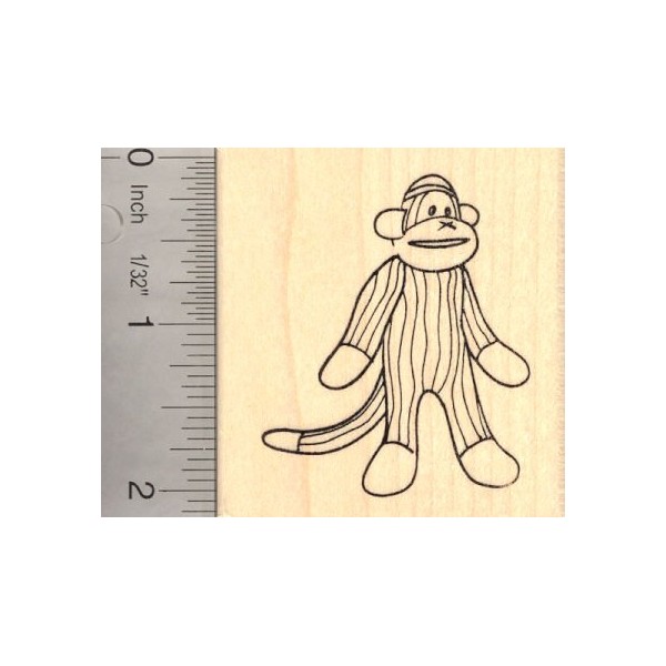 Sock Monkey Rubber Stamp