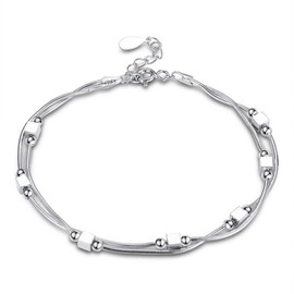 Kim Johanson Women's Stainless Steel Anklet, Various Models in Silver with a Strong Lobster Clasp, Includes Jewellery Pouch, Stainless Steel
