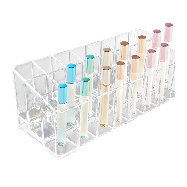 Klmnop Rollerball Perfume Organizer, 24 Space Beauty Scent Holder, Clear