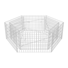 FAMIROSA Hexagonal Gabion Raised Bed Steel, Gabion Basket Post/Planter Raised Vegetable Bed, Outdoor Steel Garden Decoration, Galvanized Steel 63"x55.1"x19.7"