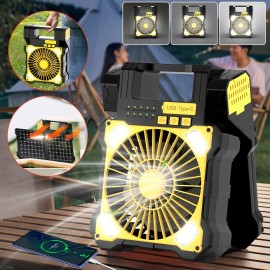 KEPEAK 5200mAh Solar Fan with Light, 10W Solar Panel Rechargeable Battery Powered Fan