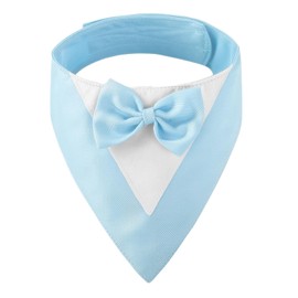 Dog Tuxedo with Bow Tie, Dog Wedding Bandana Collar for Medium Dogs, Dog Costume for Weddings, Engagements, and Birthdays (Neck: 35-45cm, Blue)