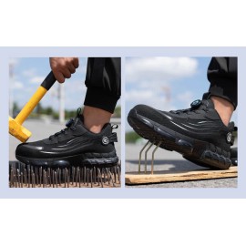 Rotating Button Safety Shoes for Men High Top Work Safety Boots Steel Toe Work Shoes Protective Black Labor Protection ShoesColor: Grey, EUR Size: 42