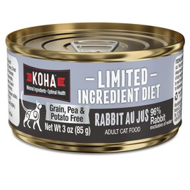 KOHA Limited Ingredient Diet Rabbit Pate for Cats - Single Meat Wet Cat Food for Sensitive Stomachs - *New Batch January 2025, Improved, Smooth Texture* - Pate Cat Food, No Fillers - 3oz Pack of 24
