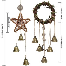 Handmade Witchcraft Chimes - Featuring Witch Bells and a Pentagram Design for Wiccan Decor and Door Protection - Set of 2