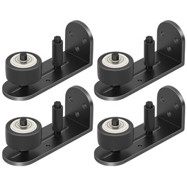 4PCS Sliding Barn Door Floor Guide, Quiet Bearing, Barn Door Adjustable Rubber Rollers, Barn Door Floor Track, Flush Bottom, Round Edge Design, 4.49" L*1.57" W*1.97" H