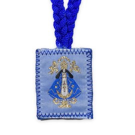 Our Lady San Juan Lagos Blue Corded Scapular Necklace Virgen Escapulario Azul